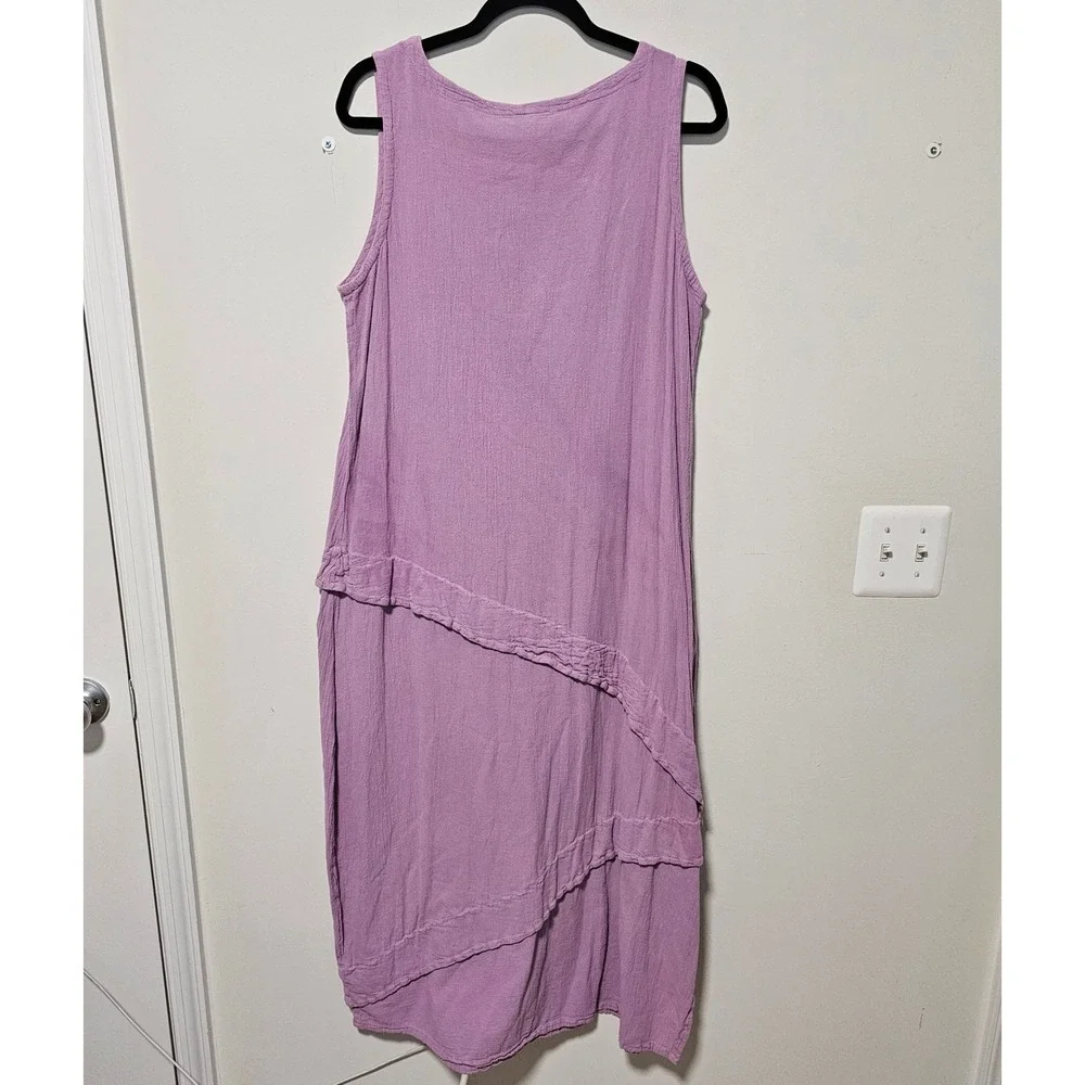 OH MY GAUZE! L/XL‎ Sleeveless Midi Dress Lavender Cotton Gauze Casual - Picture 2 of 8